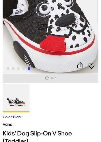 Vans Çocuk Siyah Köpek Desenli Slip-On Ayakkabı