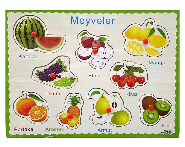 Ahşap tutmalı meyveler puzzle 3 ürün