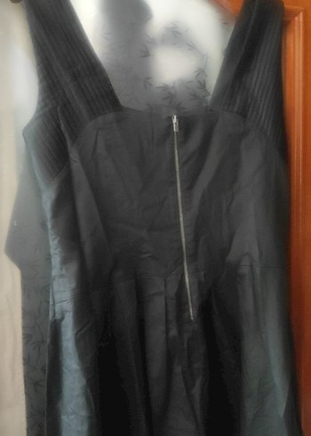 Siyah Uzun V Yakalı Drapeli Kadın Elbise - Görsel 4