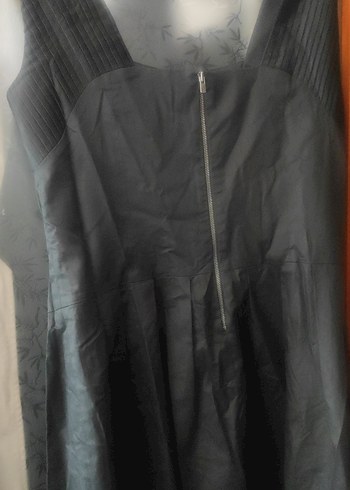 Siyah Uzun V Yakalı Drapeli Kadın Elbise - Görsel 3