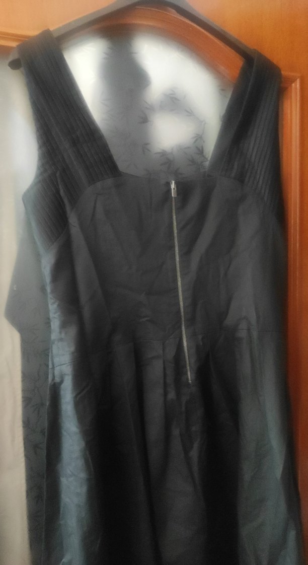 Siyah Uzun V Yakalı Drapeli Kadın Elbise - Görsel 4