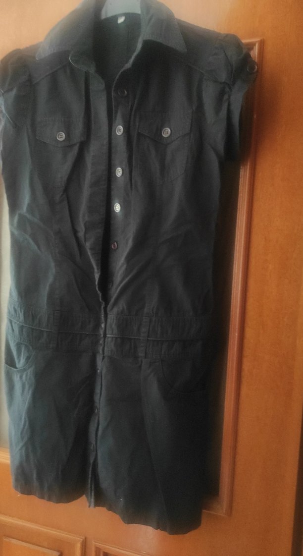 Siyah Kemerli Midi Denim Elbise - Görsel 2