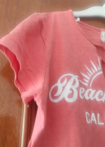 Baskılı Pembe Kız Tişörtü, Kısa Kollu - Görsel 4