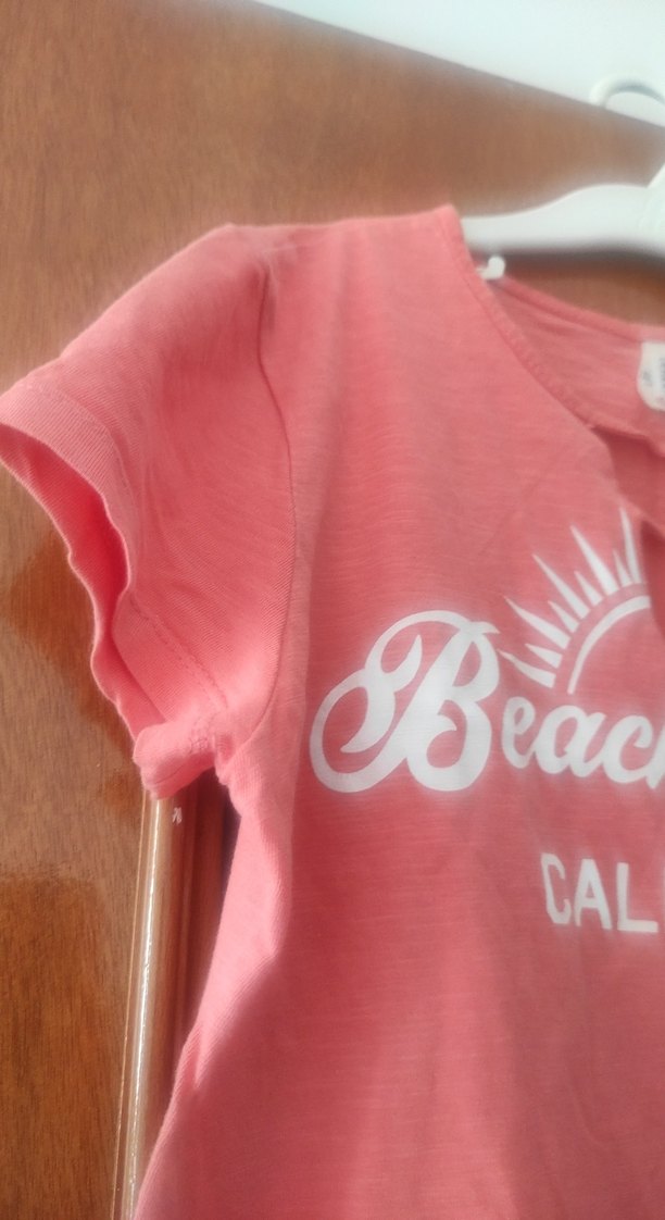 Baskılı Pembe Kız Tişörtü, Kısa Kollu - Görsel 4