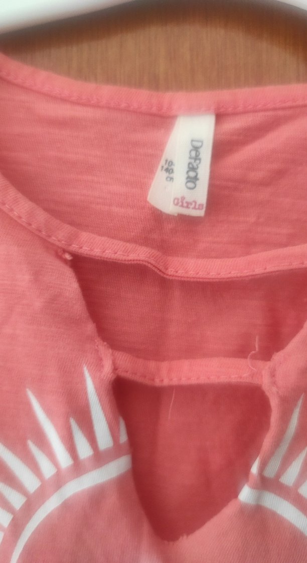 Baskılı Pembe Kız Tişörtü, Kısa Kollu - Görsel 2