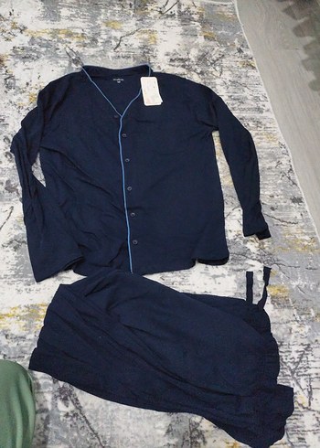 Lacivert V Yaka Erkek Pijama Takımı - Görsel 5