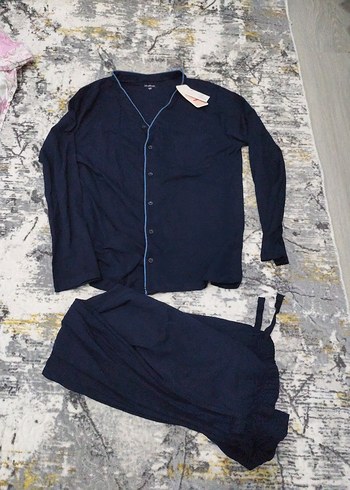 Lacivert V Yaka Erkek Pijama Takımı - Görsel 7