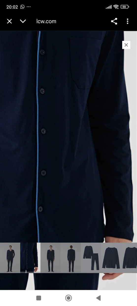 Lacivert V Yaka Erkek Pijama Takımı - Görsel 2