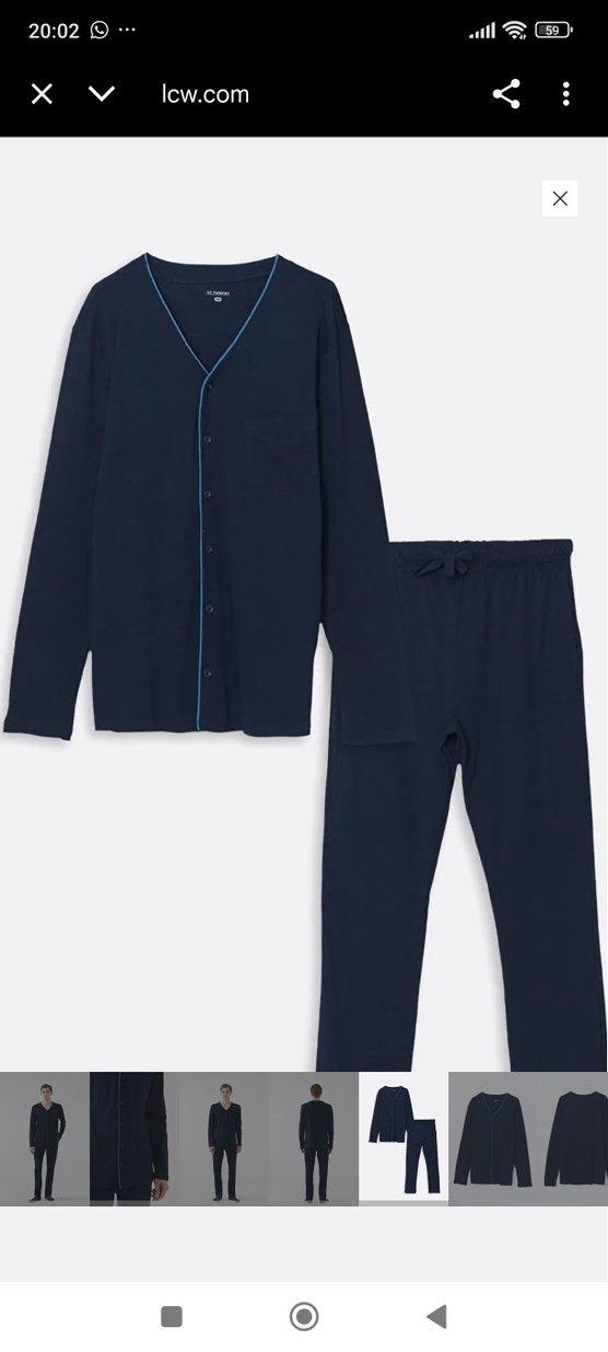 Lacivert V Yaka Erkek Pijama Takımı - Görsel 3