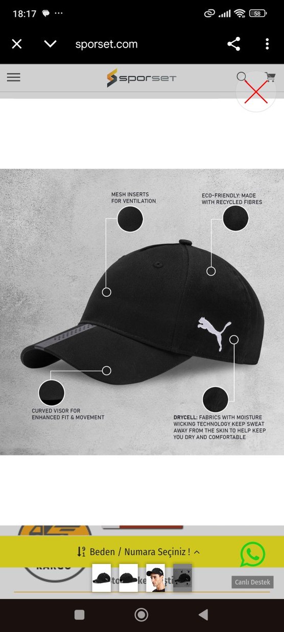 Siyah Puma Erkek Spor Şapka - Görsel 2