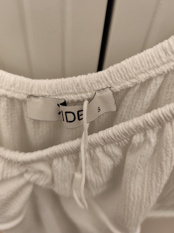 Beyaz Kısa Kollu Midi Keten Elbise - Görsel 2