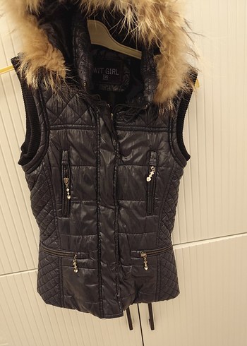 orjinal Kürk Detaylı Siyah Kadın Yelek - Görsel 7