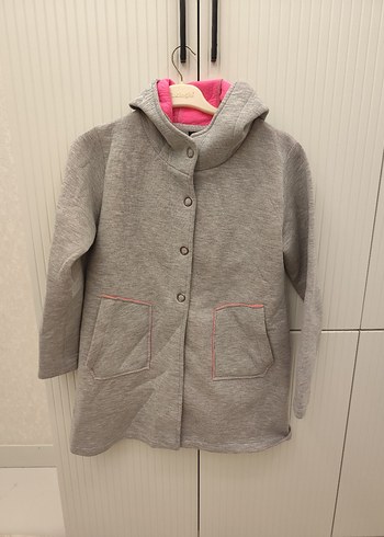 Gri Kapüşonlu Kız Çocuk Ceketi - Görsel 2