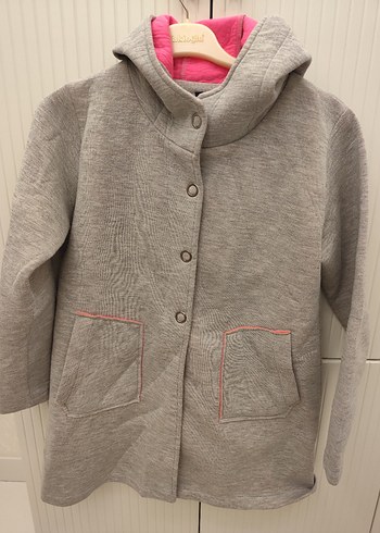 Gri Kapüşonlu Kız Çocuk Ceketi - Görsel 3