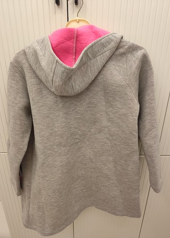 Gri Kapüşonlu Kız Çocuk Ceketi - Görsel 7