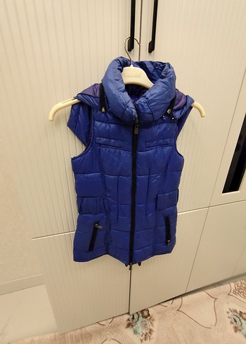 Koyu Mavi Fermuarlı Kolsuz Mini Yelek - Görsel 3