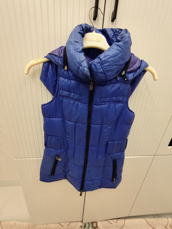 Koyu Mavi Fermuarlı Kolsuz Mini Yelek - Görsel 4