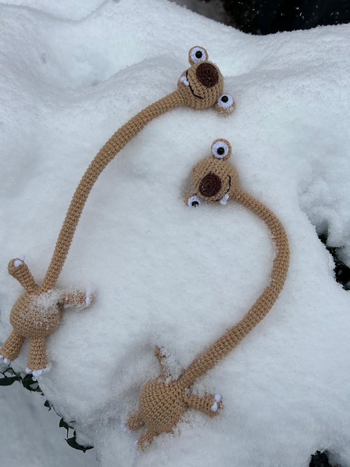 Bej ve Gri Uzun Boyunlu amigurumi Oyuncak - Görsel 3