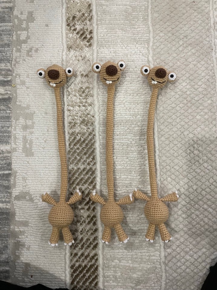 Bej ve Gri Uzun Boyunlu amigurumi Oyuncak - Görsel 2