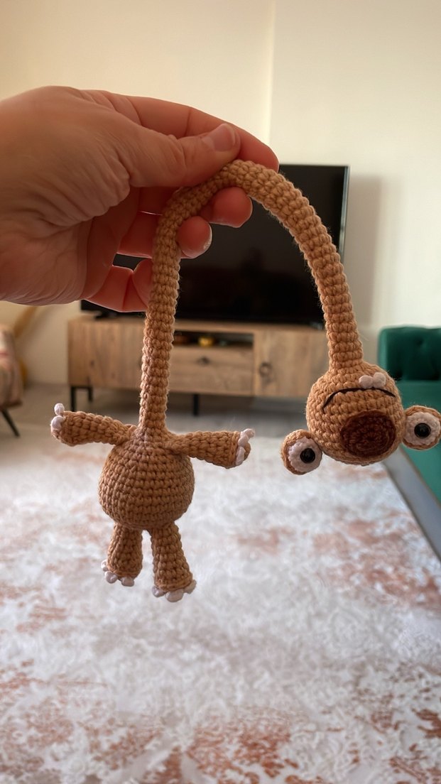 Bej ve Gri Uzun Boyunlu amigurumi Oyuncak - Görsel 5