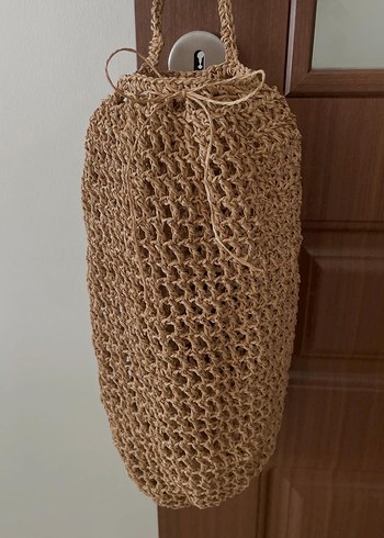 Bej Örgü hasır poşetlik - Görsel 3