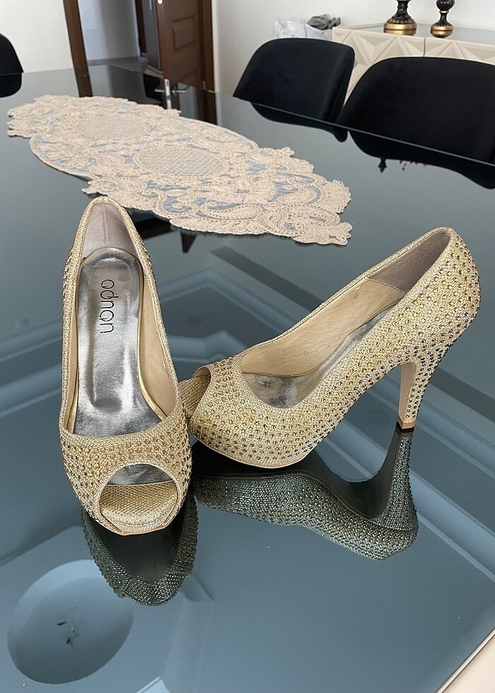 Platform topuk taşlı ayakkabı - Görsel 2