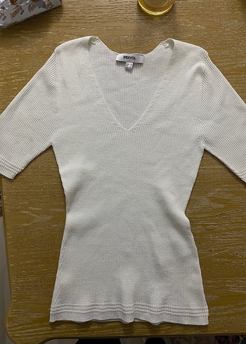 İpekyol Beyaz V Yaka Kısa Kollu Triko Kadın Kazak - Görsel 3