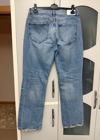 Stradivarius Kadın Gri Bol Kesim Midi Boy Kot Pantolon
