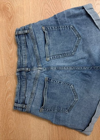 Kadın Mavi Kot Şort, Gevşek Kesim, Tokalı - Görsel 2