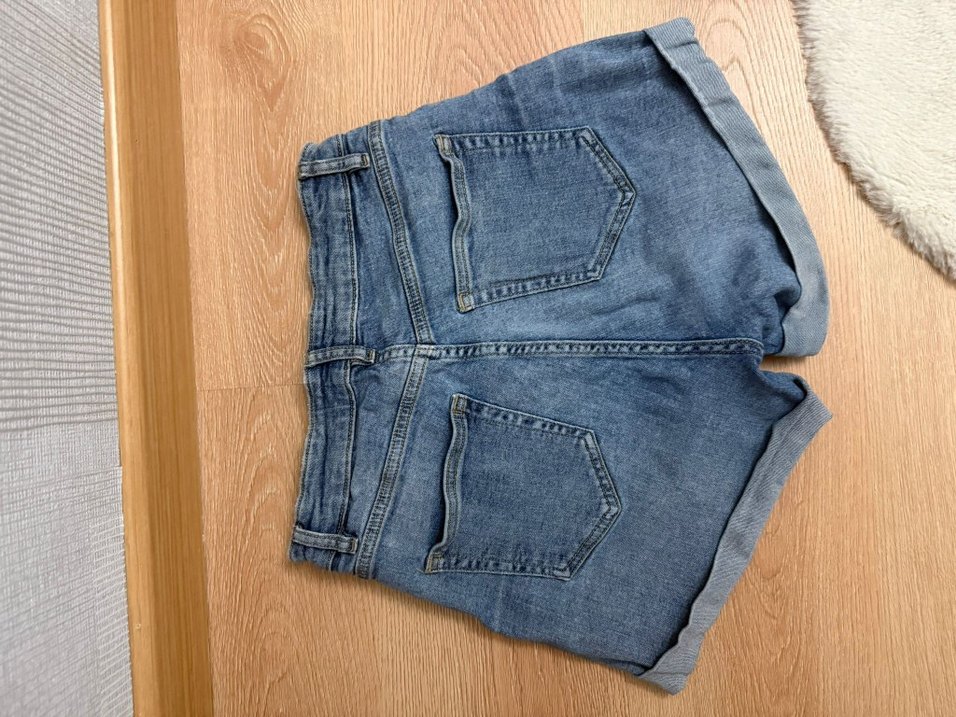 Kadın Mavi Kot Şort, Gevşek Kesim, Tokalı - Görsel 2