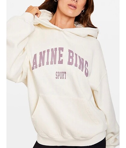 Anine Bing Harvey Sweatshirt in Off White & Purple
