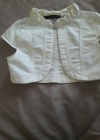 Beyaz Kolsuz Keten Bolero - Görsel 2