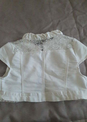 Beyaz Kolsuz Keten Bolero - Görsel 6