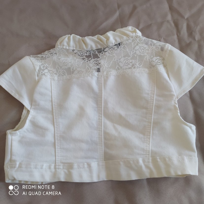 Beyaz Kolsuz Keten Bolero - Görsel 5