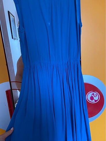 Mudo Concept Mavi belden oturmalı gömlek yaka düğmeli elbise