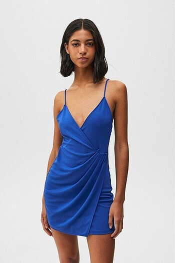 Pull and Bear Pull& Bear mavi mini elbise