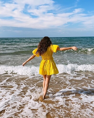LC Waikiki Sudi Etüz LCW Sarı Elbise