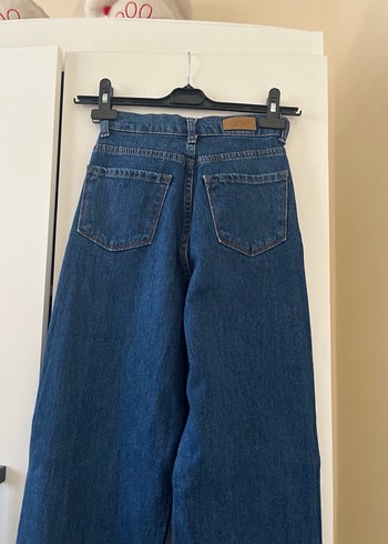 Kadın Mavi Bol Kesim Midi Kot Pantolon - Görsel 2