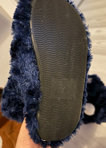 Lacivert Kürk Detaylı Sıcak Ev Terliği 37/38 - Görsel 3