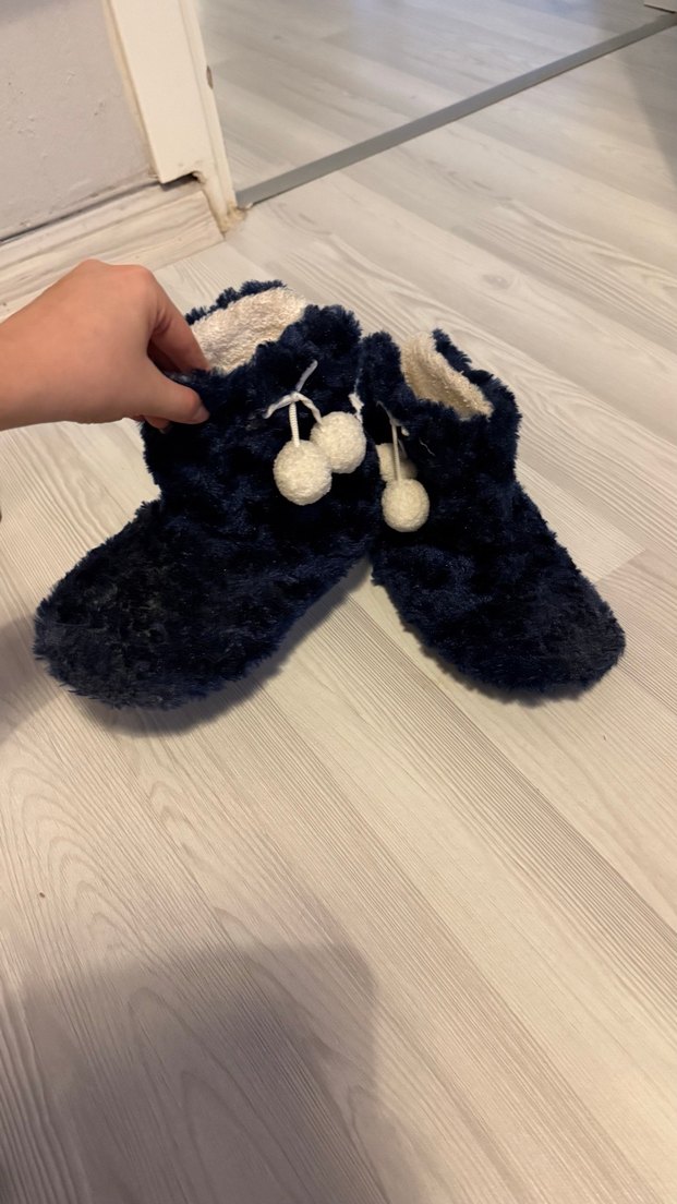 Lacivert Kürk Detaylı Sıcak Ev Terliği 37/38 - Görsel 2