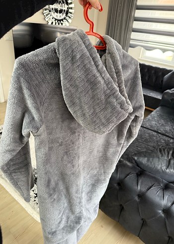 Gri Peluş Tulum Kapüşonlu - Görsel 3