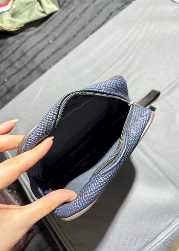 Kadın Mavi Fermuarlı Portföy çanta - Görsel 3