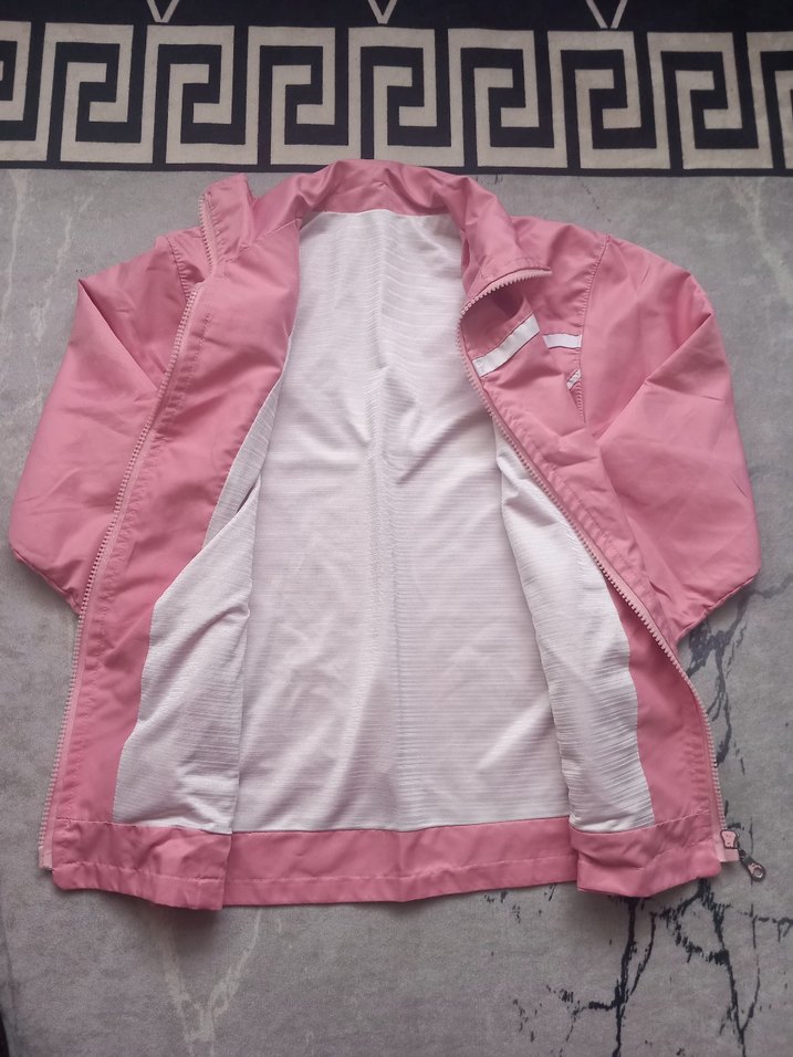 Pembe Fermuarlı Kadın Ceket, Normal Boy, Rahat Kesim - Görsel 3