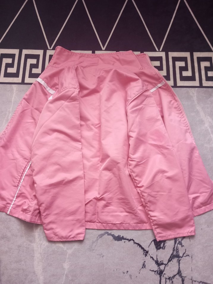 Pembe Fermuarlı Kadın Ceket, Normal Boy, Rahat Kesim - Görsel 5