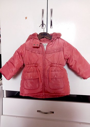 Kız Çocuk Pembe Kapüşonlu Düğmeli Mont - Görsel 7