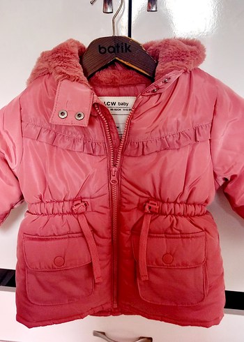 Kız Çocuk Pembe Kapüşonlu Düğmeli Mont - Görsel 5