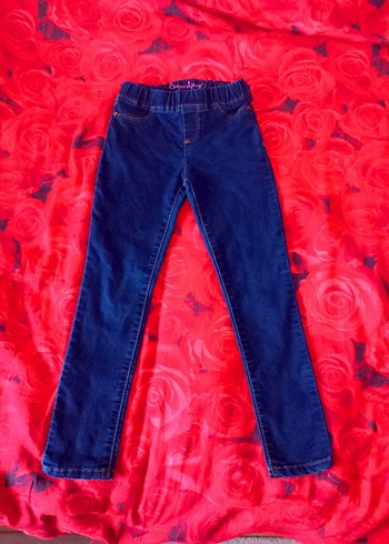 Kız Çocuk Elastik Bel Mavi Denim Pantolon - Görsel 6