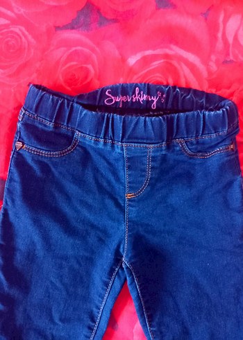 Kız Çocuk Elastik Bel Mavi Denim Pantolon - Görsel 4