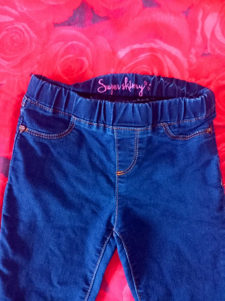 Kız Çocuk Elastik Bel Mavi Denim Pantolon - Görsel 4