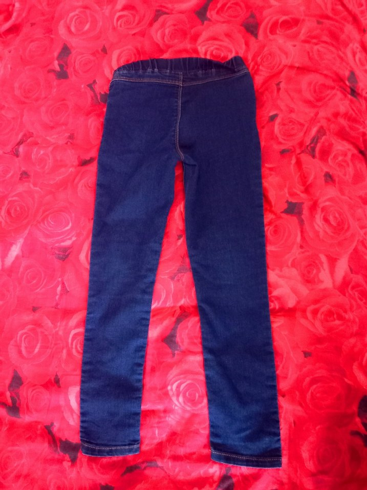 Kız Çocuk Elastik Bel Mavi Denim Pantolon - Görsel 5